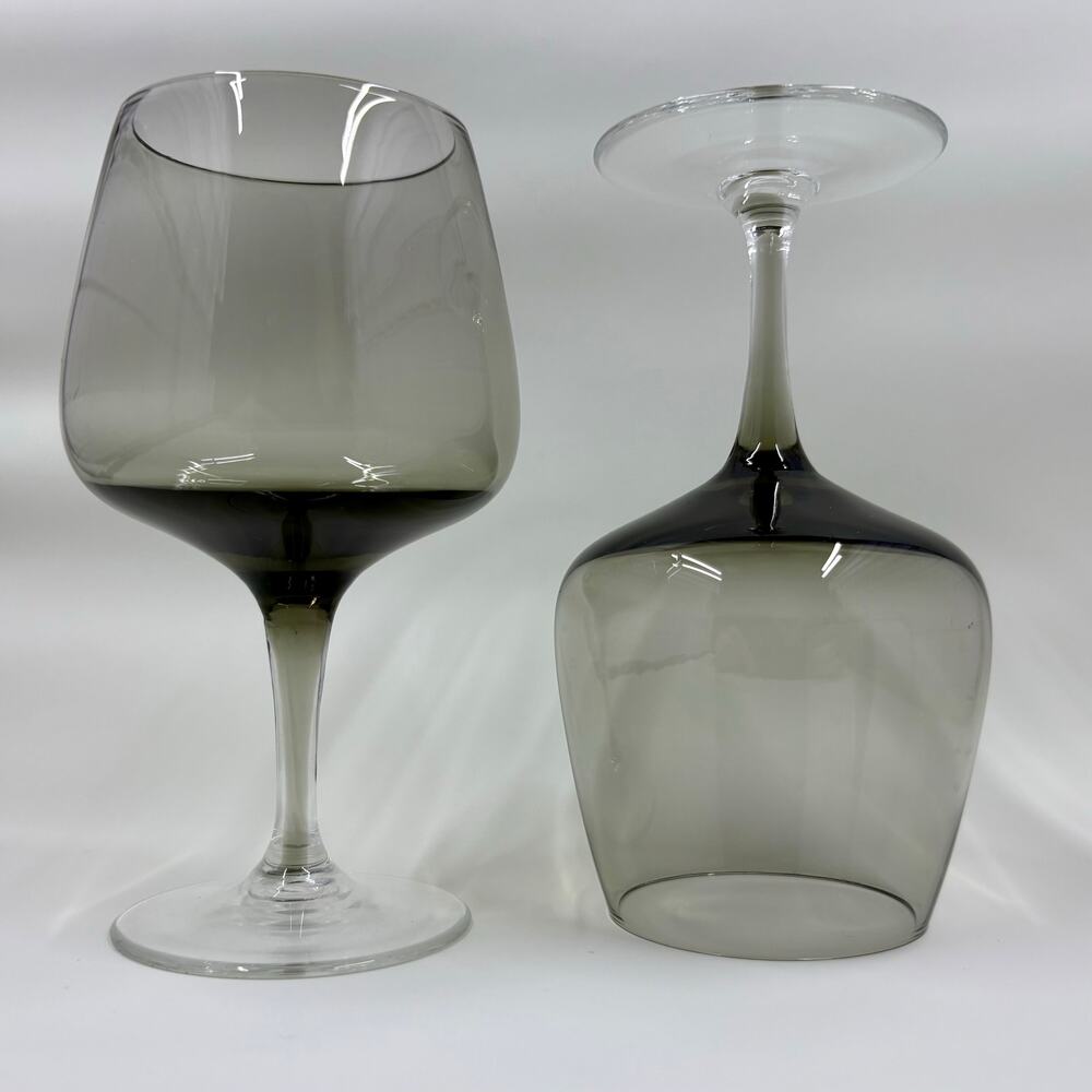 Vintage West Germany Crystal Smoke Wine Glasses Set of 2